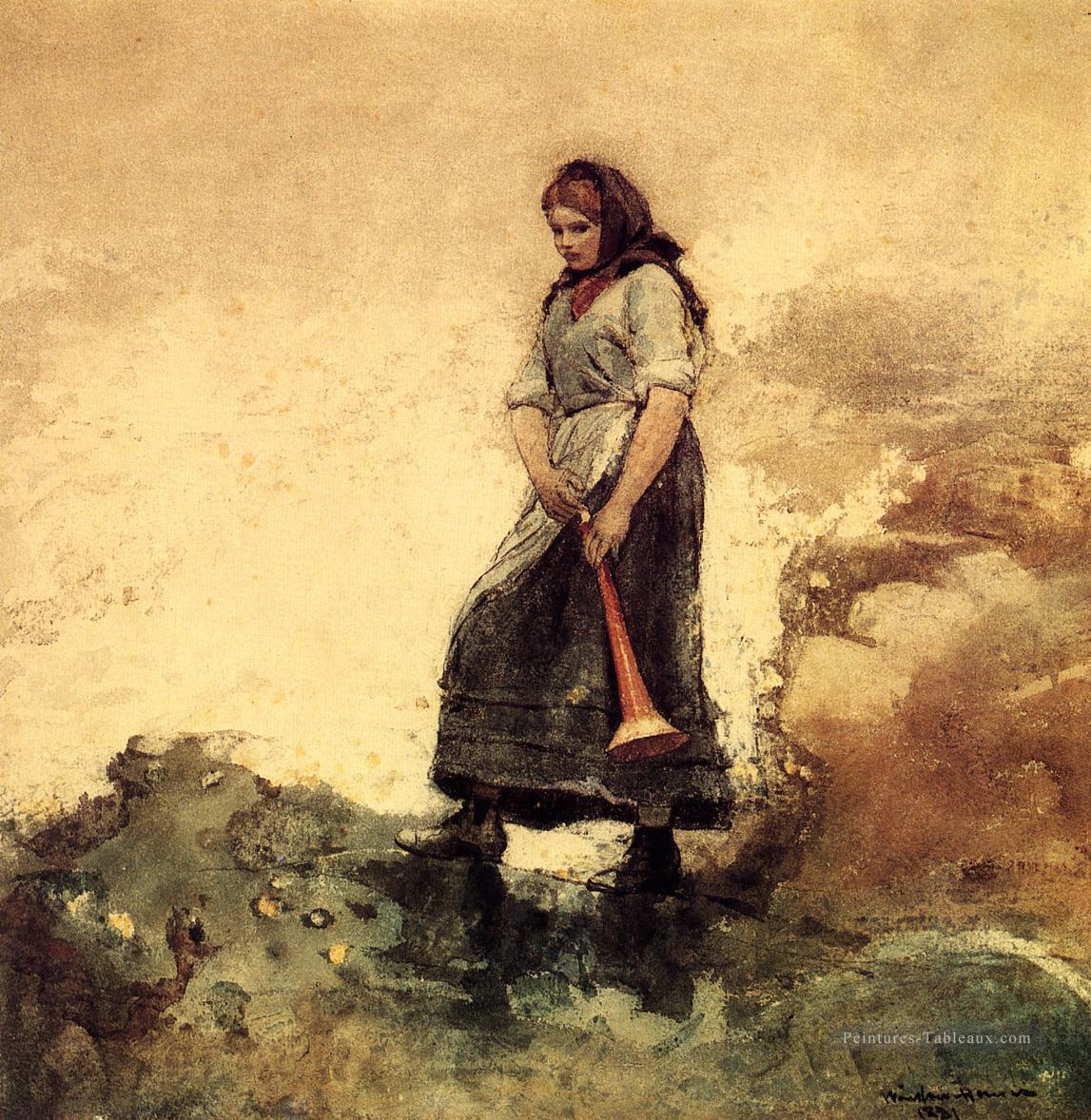 Fille de la garde côtière Winslow Homer aquarelle Peintures à l'huile